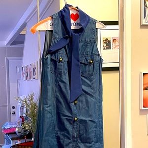 Moschino denim dress with satin tie